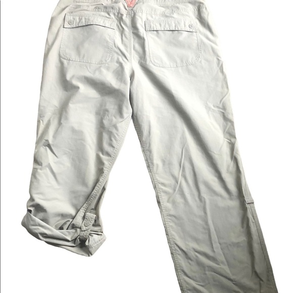 The North Face Horizon Pants Crop Khaki Roll Tab Hem Drawstring Waist 12X27” - Picture 2 of 8